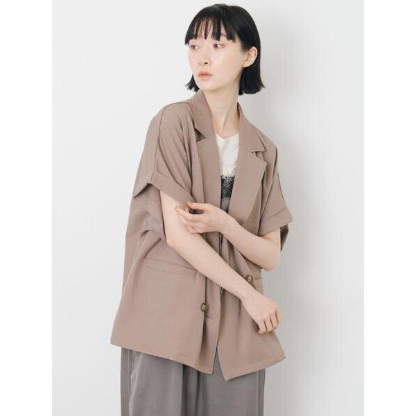 ジャケット ノーカラージャケット 「イージーケア、接触冷感」リネンタッチジャケット レディース
