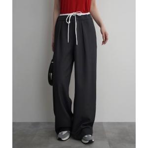 スラックス パンツ 「Rashik」ダブルウエストワイドスラックス レディース