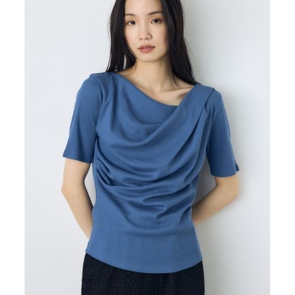 tシャツ 半袖 「接触冷感」ドレープ5分袖トップス レディース