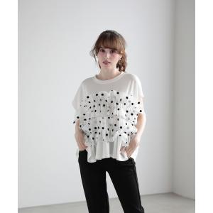 tシャツ 半袖 フラワーブーケドットTシャツ レディース