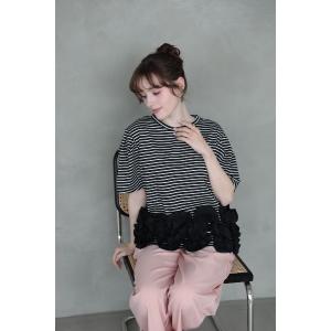 tシャツ 半袖 裾フリルボーダーT レディース