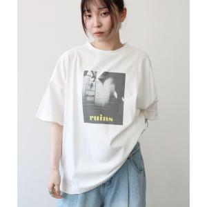 tシャツ 半袖 フォトプリントカラーロゴＴシャツ レディース
