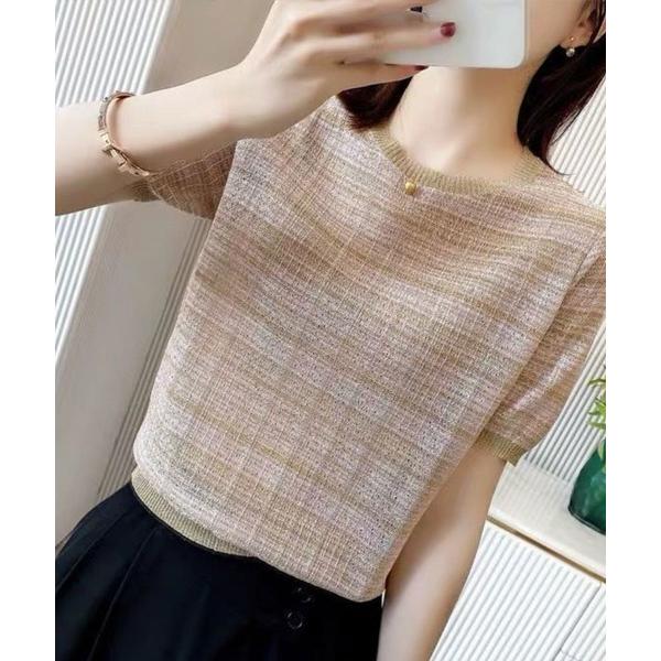 tシャツ 半袖 半袖ジャガードトップス レディース