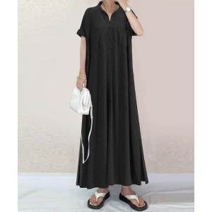 シャツワンピース サイドスリットTシャツロングワンピース
