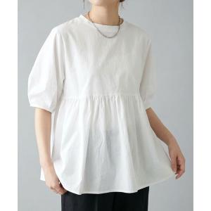 ブラウス シャツ 異素材切り替えペプラムトップス レディース