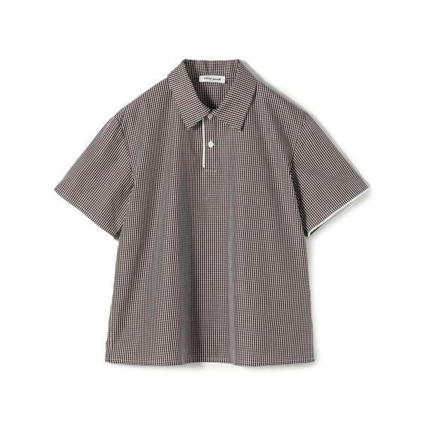 ブラウス シャツ 半袖 edition pourell コットン ギンガムチェックシャツ レディース