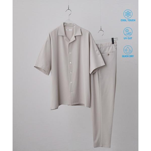 セットアップ 「暑い夏に最適！」ルーズトロミシャツセットアップ/上下2点セット/接触冷感/ストレッチ...