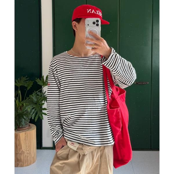 tシャツ 「ユニセックス」バックネックブランドタグボーダーロンT メンズ レディース