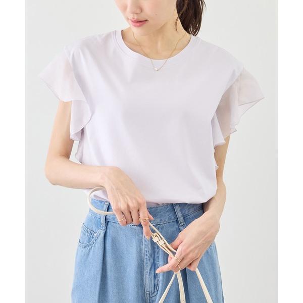 tシャツ 「ちゃんと+かわいい保証」70シルケットシアーフリルスリーブトップス/UVケア・接触冷感 ...