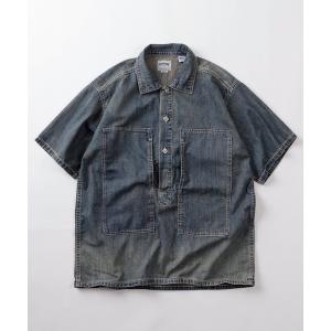 シャツ 半袖 「86」「HOUSTON/ヒューストン」USAコットン デニム プルオーバー 半袖シャツ アメカジ メンズ レディース