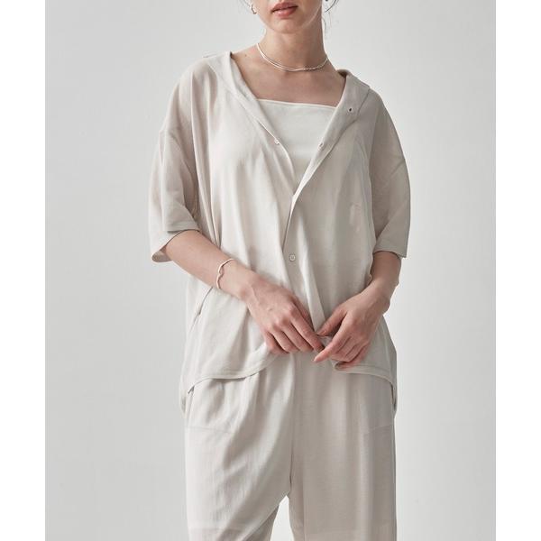 ブラウス シャツ 半袖 「ATON/エイトン」HIGH TWIST COTTON KNIT SHIR...