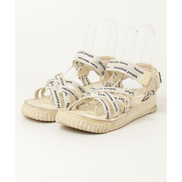 「beautiful people」 フラットサンダル「SHAKAコラボ」 24cm ホワイト レデ...