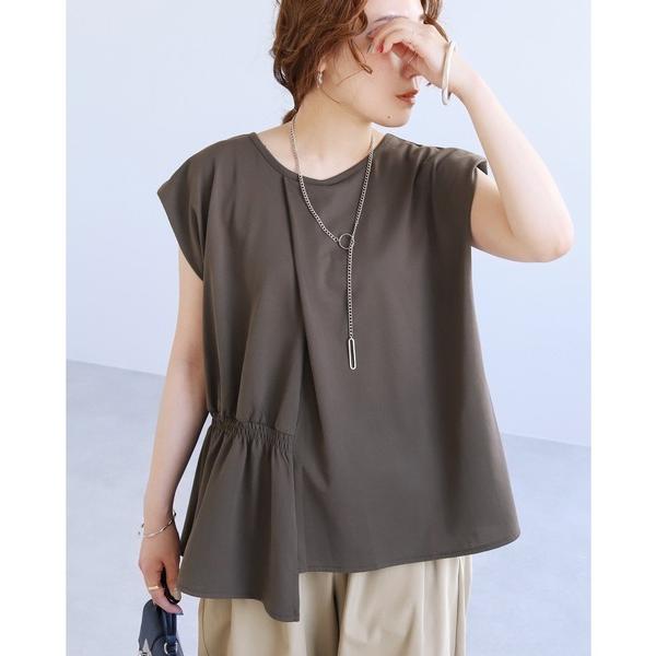 tシャツ 「接触冷感」アシメタックギャザーTシャツ レディース