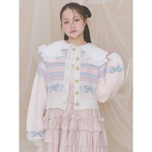 カーディガン flower ribbonニットカーデイガン レディース