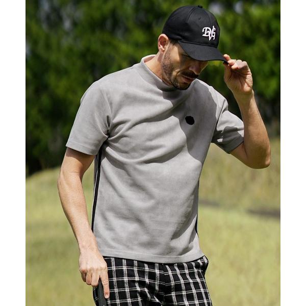 ゴルフ 「DIVINER GOLF」フェイクスウェード半袖モックネックTシャツ メンズ ゴルフウェア...