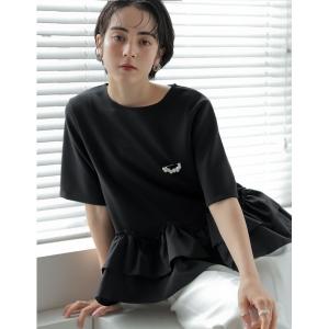 tシャツ 「2026 SUMMER COLLECTION」「MEISM by Re:EDIT」ダンボールウェーブフリル切り替え半袖トップス レディース