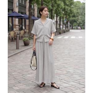 tシャツ エンボスカットソーパンツセットアップ レディース