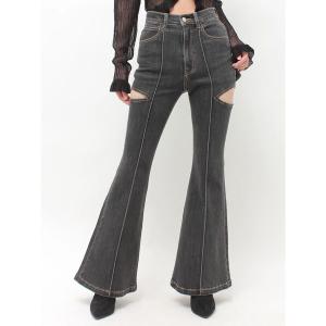 ジーンズ デニム デニムパンツ BACKリボンカットアウトデニムパンツ レディース