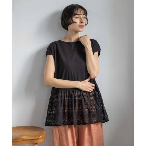 tシャツ 半袖 「natural by clip」スソレースキリカエプルオーバー レディース