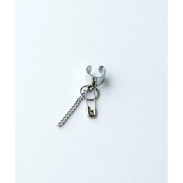 イヤーカフ Safety pin drop ear cuff／セーフティピン付きチェーンイヤーカフ ...