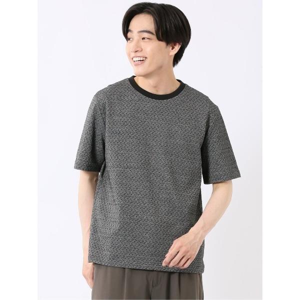 tシャツ ストレッチ ブリスター 杢ジャガード 綿混 クルーネック 半袖 Tシャツ メンズ メンズ