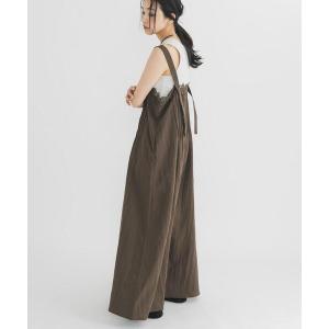パンツ レースオンピンタックサロペット レディース