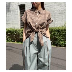 ブラウス シャツ チェックロールアップスリーブシャツ / Checked Roll-Up Sleeve Shirt レディース