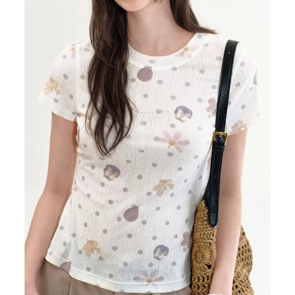tシャツ 半袖 ドット柄 フラワーモチーフ トップス FX26S278「Fano Studios」「...