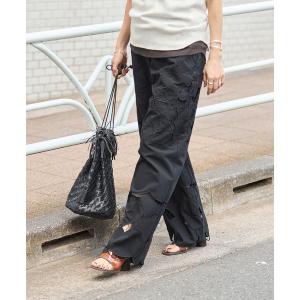 パンツ フラワーエンブロイダリースカラップ パンツ レディース