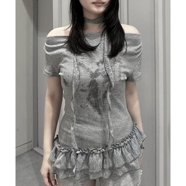tシャツ 半袖 「nmtc+」Drape Neck Frill Tee Scarf Set / 「エ...