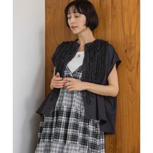ブラウス シャツ 「naturai by clip」コットンリネンフリルノースリーブブラウス レディース