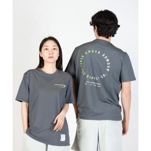 「UNDER ARMOUR」 半袖Tシャツ 2XL グレー×ホワイト メンズ