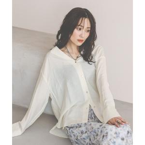 「GLOBAL WORK」 長袖シャツ LARGE ホワイト レディース
