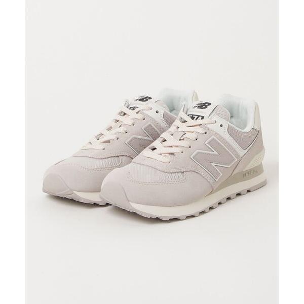 「New Balance」 ローカットスニーカー 24.5cm ホワイト×グレー レディース