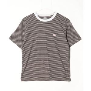 「DANTON」 ボーダー柄半袖Tシャツ - グレー レディース