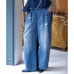 ジーンズ デニム デニムパンツ 「セットアップ着用可」グラフィティデニムパンツ レディース