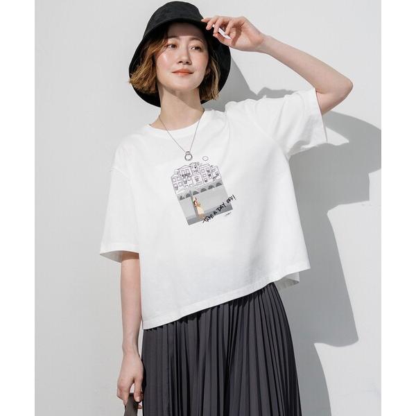 tシャツ 半袖 Lauren Rolwing コラボ グラフィックプリント フレア Tシャツ レディ...