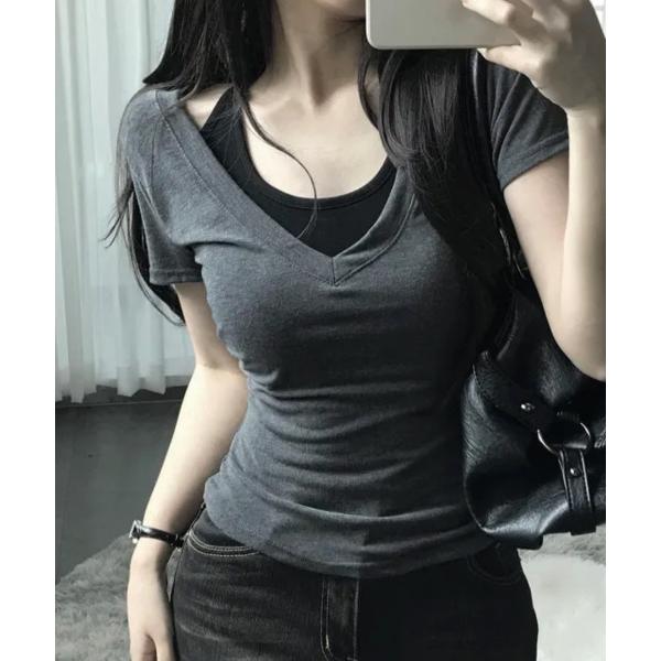 tシャツ ホルターネックドッキング 半袖Ｔシャツ レディース