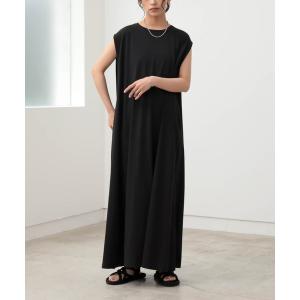 theredthread ブラックバックリボン ノースリーブワンピース ワンピース back ribbon sleeveless long dress /ギャザー ネック