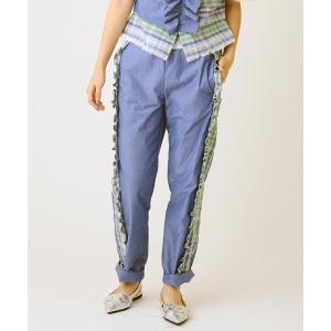 ジーンズ デニム デニムパンツ インポートチェックフリルパンツ レディース