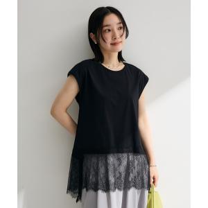 tシャツ 半袖 裾レースイレヘムフレンチTシャツ レディース