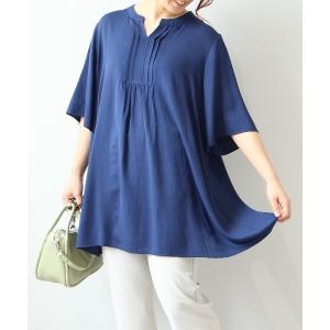 チュニック 「LL〜6L 大きいサイズ」「WEB限定」麻調スラブピンタックチュニック