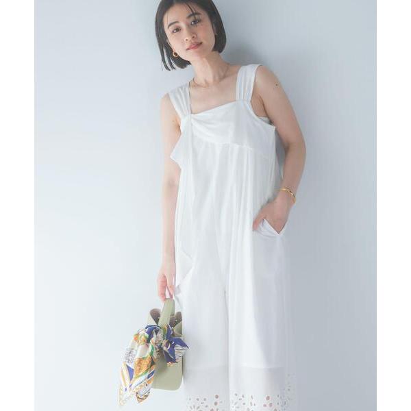 ワイドパンツ パンツ コットンエンブロイダリーオールインワン レディース