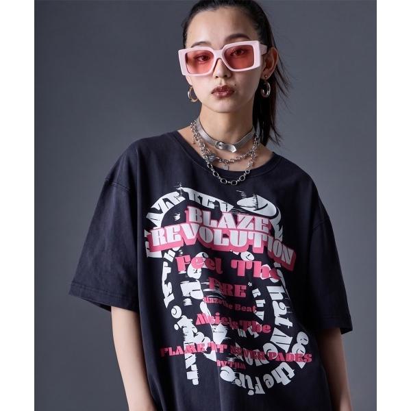 tシャツ ピグメント染ビッグロゴプリントTシャツ「大きいサイズ有」GEVS. レディース