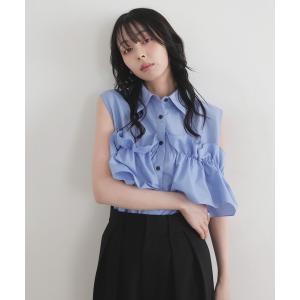 ブラウス シャツ 2wayフリルノースリーブシャツ レディース