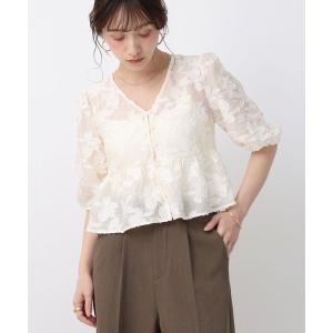 ブラウス シャツ 「NOAHL」フラワージャガードシアーペプラムブラウス レディース