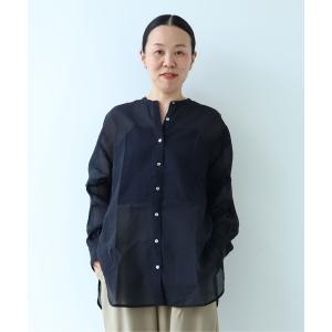 ブラウス シャツ Cotton Nylon sheer back ribbon shirt レディース