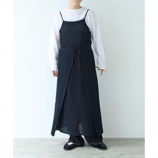 ワンピース Cotton/Pe 透かし編みmulti way wrap knit one-piece
