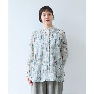 ブラウス シャツ Cotton Nylon sheer blooming embroidery shirt レディース