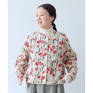 ブラウス シャツ Cotton Nylon sheer blooming embroidery haori blouse レディース